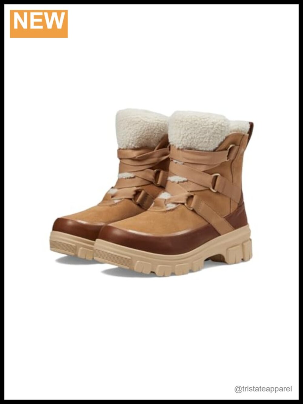 Waterproof Suede Winter Boots with Faux Shearling Lining Lace Up